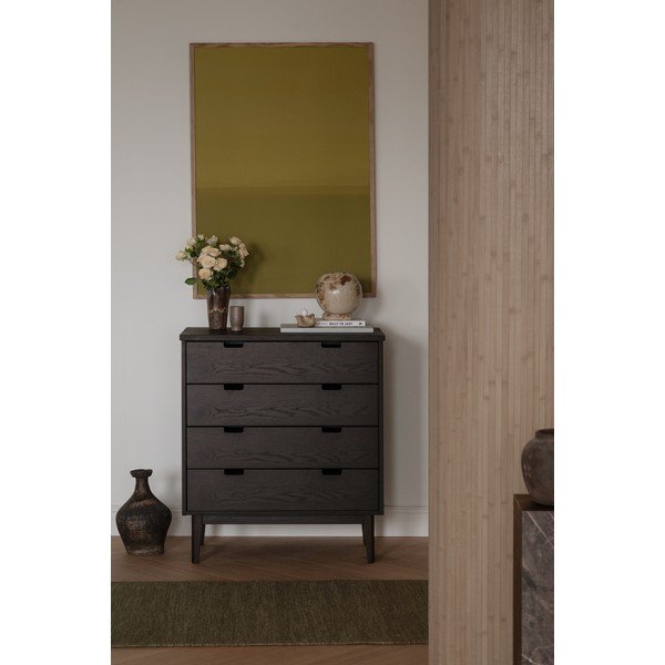 Komoda z litego drewna dębowego w ciemnym naturalnym kolorze 75x85x38 cm Garrison – Rowico-image-2