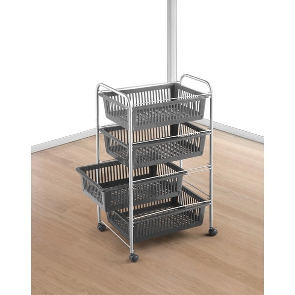 Ciemnoszary/srebrny regał na kółkach 46x78 cm – Metaltex-image-2