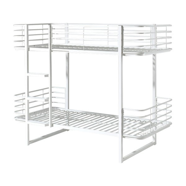 Białe metalowe piętrowe łóżko dziecięce ze stelażem 90x200 cm Oscar – Vipack