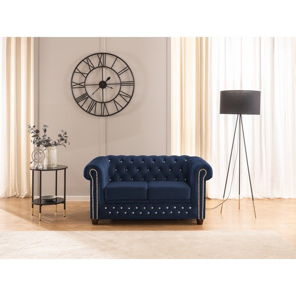 Niebieska aksamitna rozkładana sofa 148 cm York Blik – Ropez-image-1