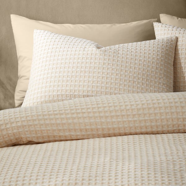 Beżowa pościel dwuosobowa 200x200 cm Muscat Waffle – Pineapple Elephant-image-3