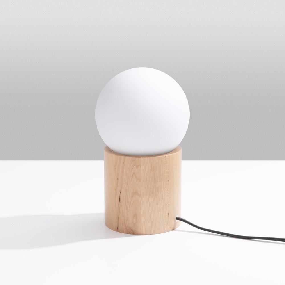 Biało-naturalna lampa stołowa ze szklanym kloszem (wysokość 21 cm) Surtur – Sollux (zdjęcie 4)