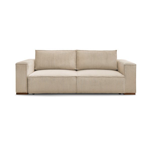Jasnobrązowa sztruksowa rozkładana/ze schowkiem sofa 244 cm Chelsea – Bobochic Paris