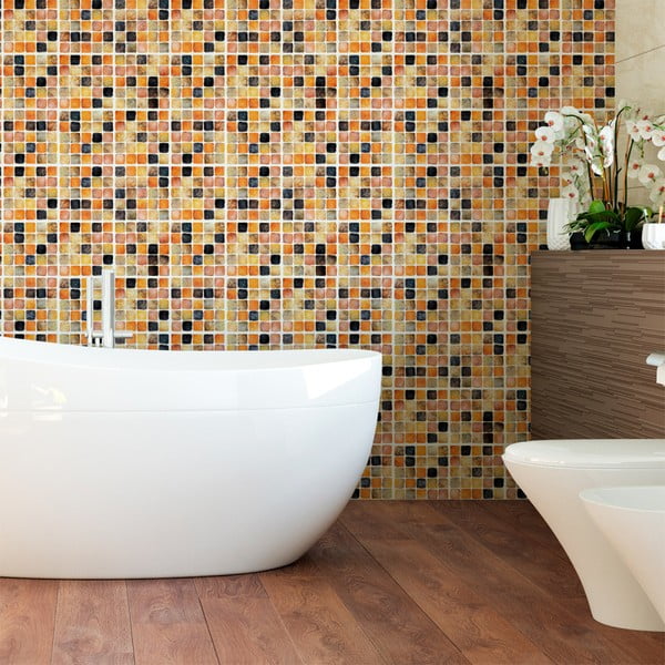 Zestaw 9 naklejek ściennych Ambiance Wall Decal Tiles Mosaics Sanded Grade, 10x10 cm