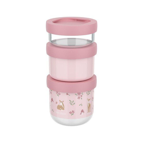Jasnoróżowe plastikowe pojemniki śniadaniowe dla dzieci 3 szt. Fairy Garden – Mepal