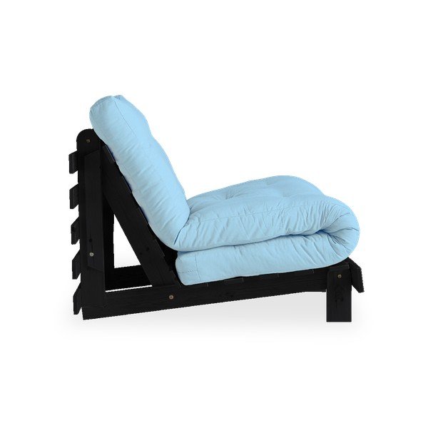 Fotel rozkładany z jasnoniebieskim obiciem Karup Design Roots Black/Light Blue-image-3