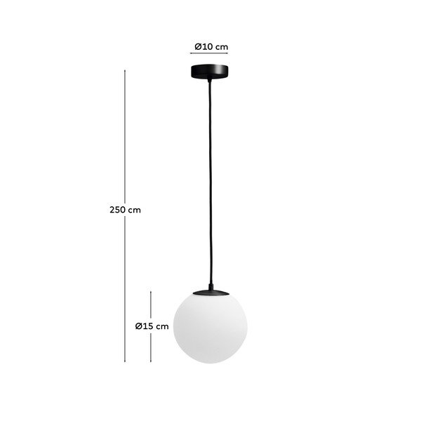Biała/czarna metalowa lampa wisząca ze szklanym kloszem ø 15 cm Brisia – Kave Home-image-3