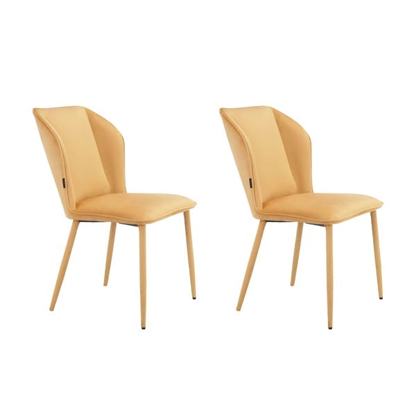 Żółte aksamitne krzesła zestaw 2 szt. Wilma – Støraa-image-4