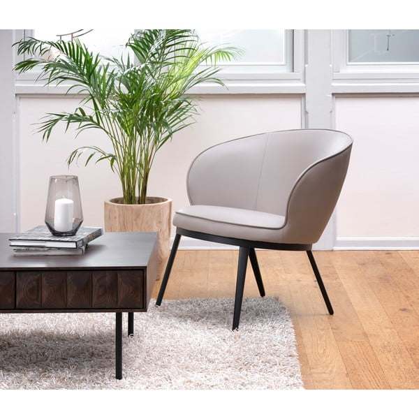 Szarobeżowy fotel z imitacji skóry Gain – Unique Furniture-image-1