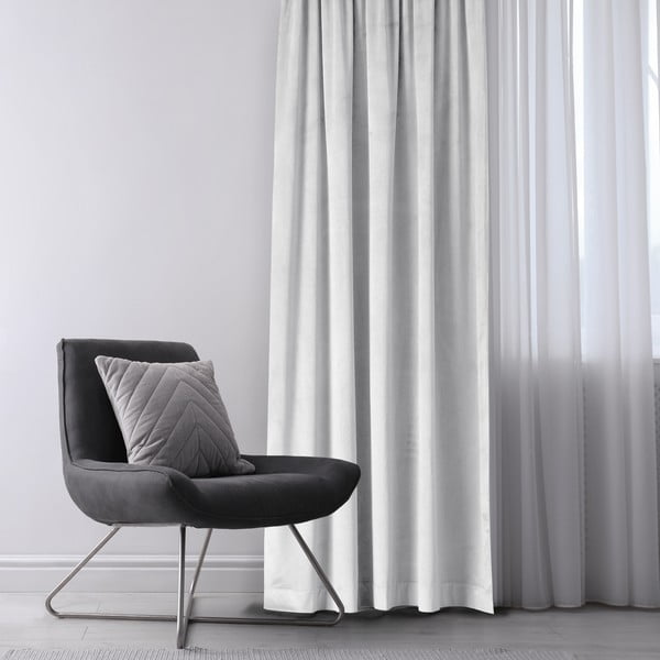 Biała aksamitna zasłona częściowo zaciemniająca (dimout) 140x270 cm Eyelets – Restilo-image-1