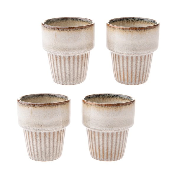 Kremowe kamionkowe filiżanki zestaw 4 szt. na espresso 100 ml Tone – Dakls