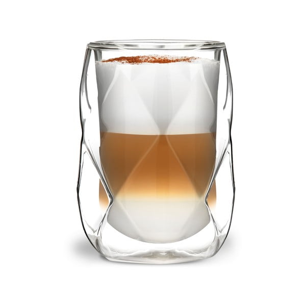 Zestaw 2 szklanek z podwójną ścianką do latté Vialli Design Geo, 250 ml-image-3