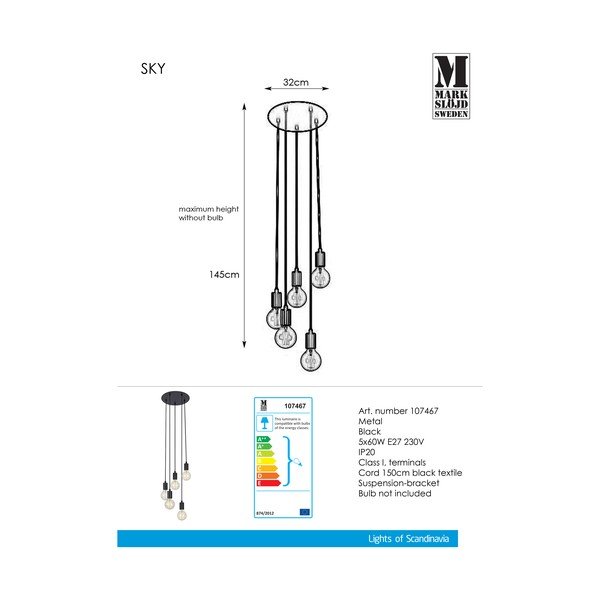 Czarna lampa wisząca Markslöjd Sky, ø 32 cm-image-1