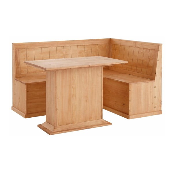 Komplet ławki i stołu do jadalni z litego drewna sosnowego Støraa Silas