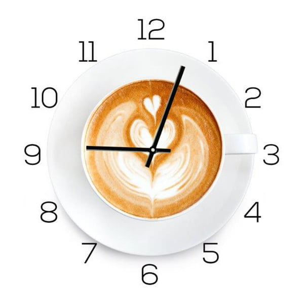 Zegar szklany DecoMalta Coffee Time, 30x30 cm