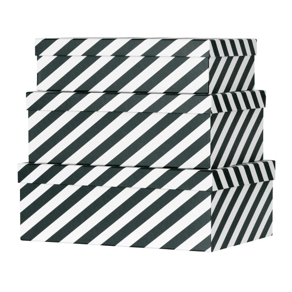 Zestaw 3 papierowych pudełek dekoracyjnych Miss Étoile Black Stripes
