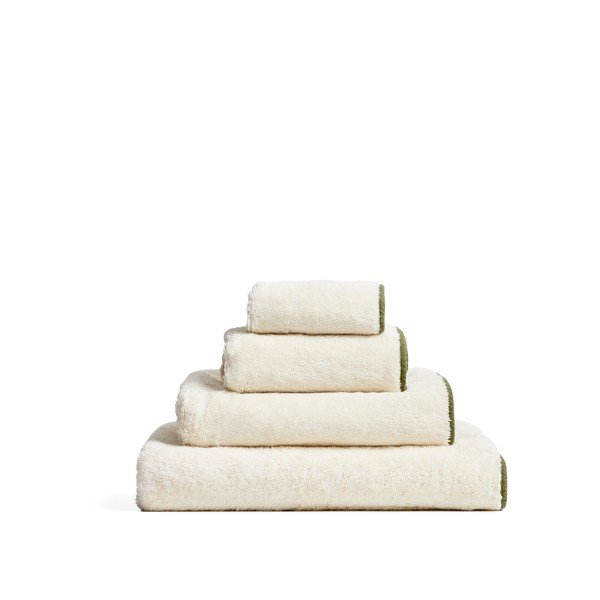 Biały/zielony bawełniany ręcznik frotte 30x50 cm Sedora – Kave Home-image-3