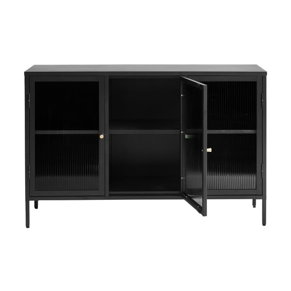 Czarna metalowa witryna 132x85 cm Bronco – Unique Furniture-image-3