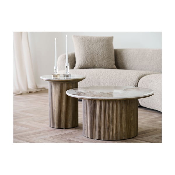 Okrągły stolik z blatem w dekorze marmuru ø 45 cm Athens – House Nordic-image-2