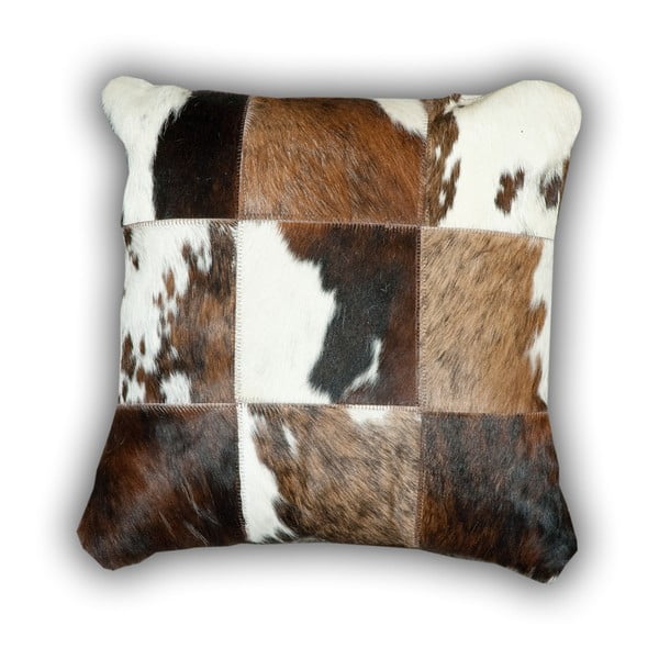 Poduszka z prawdziwej skóry Pipsa Cow, 50x50 cm