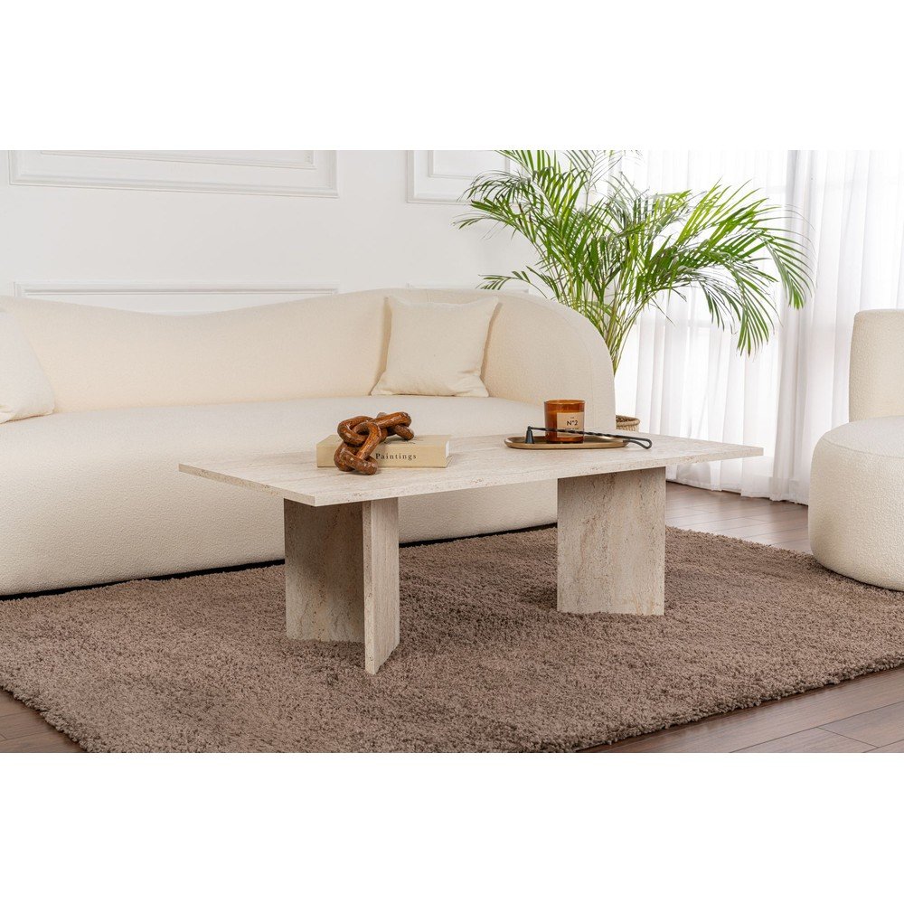 Beżowy stolik z półmatowym wykończeniem 60x119 cm Sabin – Kalune Design (zdjęcie 6)