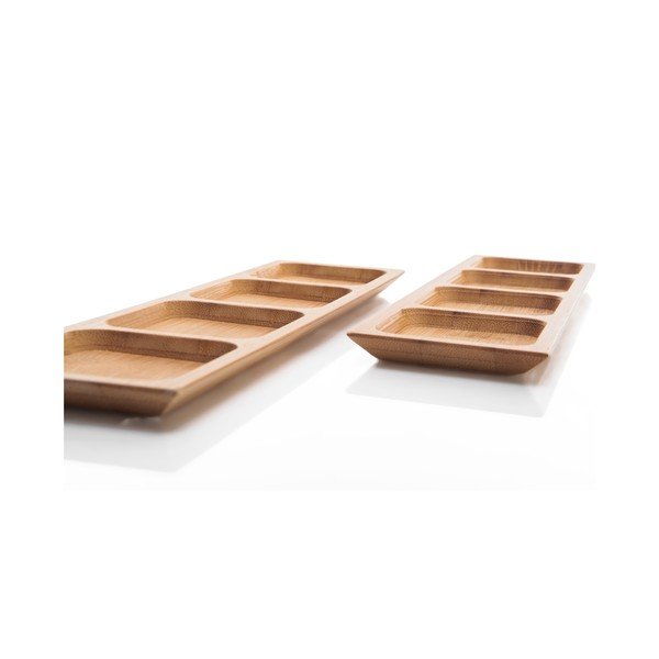 Komplet 2 półmisków bambusowych do serwowania przekąsek Bambum Almeria, dł. 24 cm-image-2
