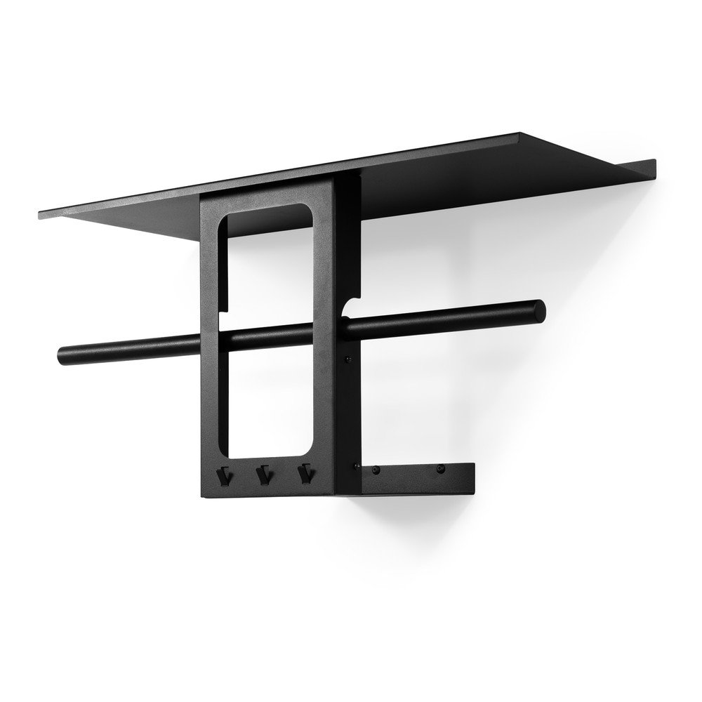 Czarny stalowy wieszak ścienny z półką 70 cm Luno Small – Spinder Design