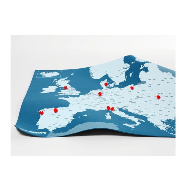 Niebieska mapa ścienna Europy Palomar Pin World, 100x80 cm-image-1