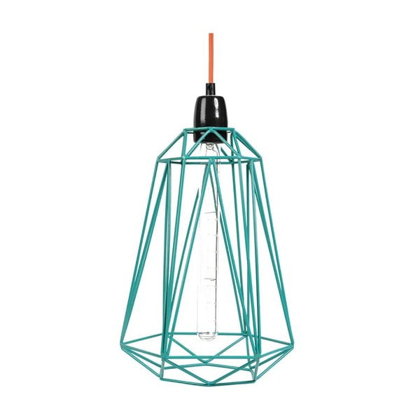 Niebieska lampa wisząca z pomarańczowym kablem Filament Style Diamond #5