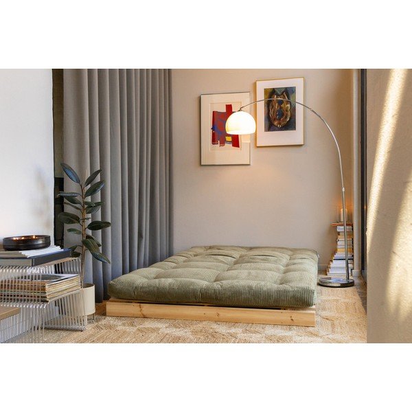 Zielona sztruksowa rozkładana sofa 140 cm Roots – Karup-image-1