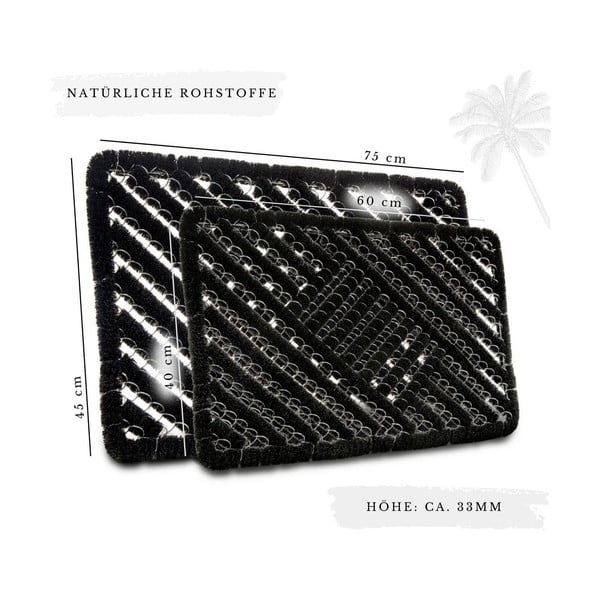 Wycieraczka z włókna kokosowego 45x75 cm Coco Black – Hanse Home-image-4