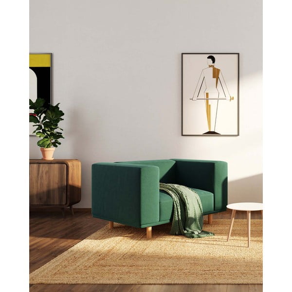 Ciemnozielony aksamitny fotel Kukumo – Ame Yens-image-1