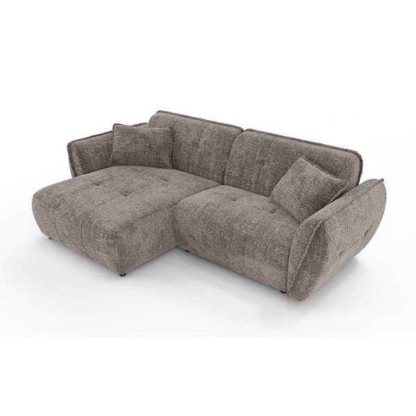 Szarobrązowy narożnik z tkaniny szenilowej (lewostronny/z szezlongiem) Nelia – Ropez-image-2