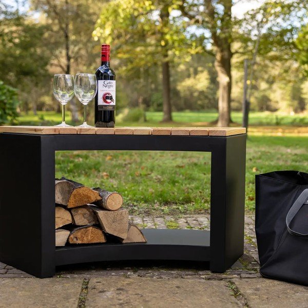 Czarna ławka ogrodowa Curved – Esschert Design-image-1