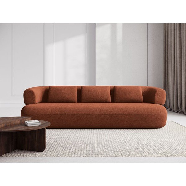 Sofa z materiału bouclé w kolorze terakoty 200 cm Jenny – Micadoni -image-1