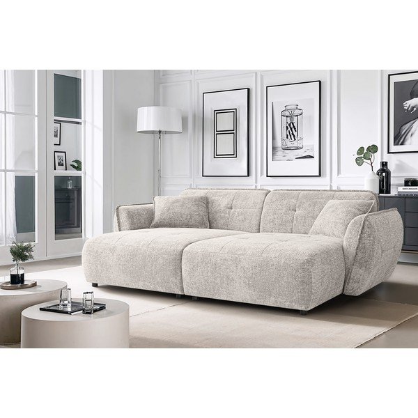 Beżowa sofa z tkaniny szenilowej z szezlongiem 252 cm Nelia Big – Ropez-image-1
