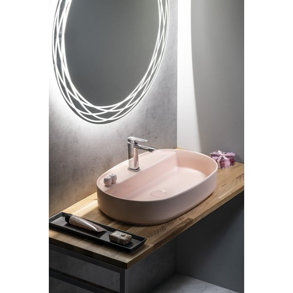 Różowa ceramiczna umywalka 60x40 cm Infinity Oval – Sapho-image-1