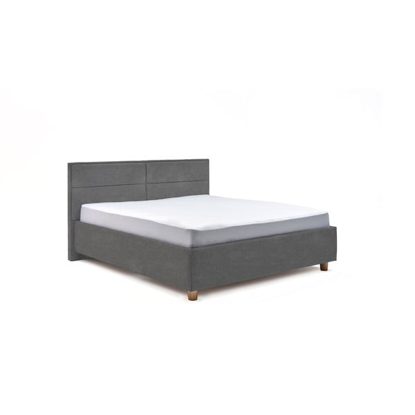 Jasnoszare dwuosobowe łóżko ze schowkiem DlaSpania Grace, 160x200 cm
