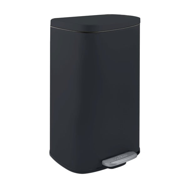 Stalowy kosz na śmieci z pedałem w kolorze matowej czerni 50 l   Akira – Spirella