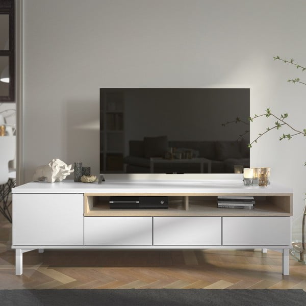 Biała szafka pod TV 156x48x48 cm Roomers – Tvilum-image-1