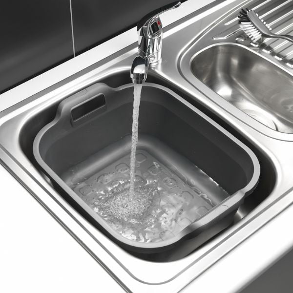 Stalowoszara plastikowa miska z rączkami Addis, 39x32x14 cm-image-1