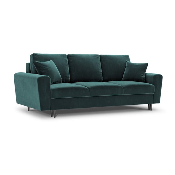 Morska aksamitna rozkładana sofa ze schowkiem 235 cm Kyoto – Cosmopolitan Design-image-1