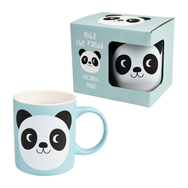 Niebieski kubek ceramiczny Rex London Miko The Panda, 350 ml