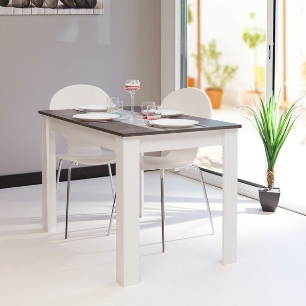 Biały stół z blatem w dekorze betonu 110x70 cm Nice – TemaHome -image-1
