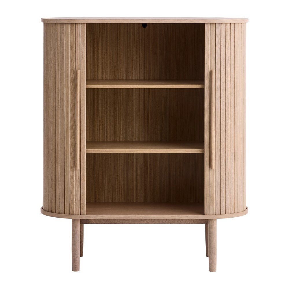 Szafka w dekorze dębu z drzwiami przesuwnymi w jasnym naturalnym kolorze 100x118x40 cm Meta – Unique Furniture (zdjęcie 5)