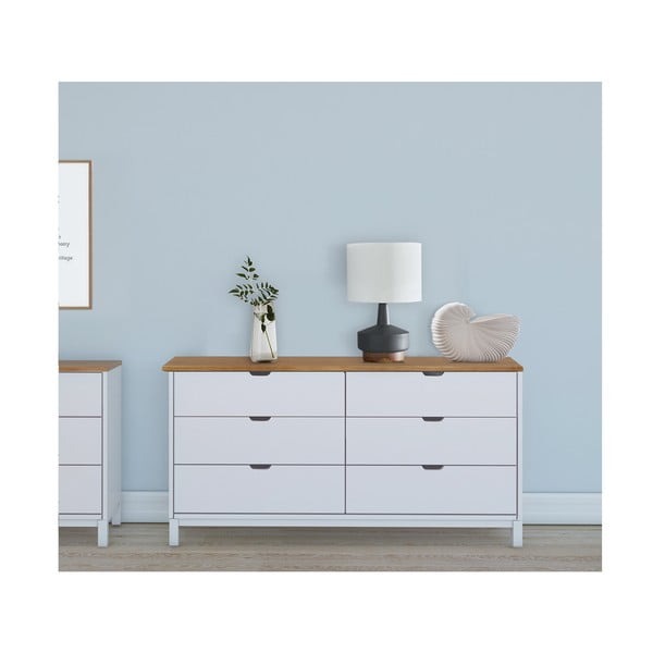 Biała niska komoda z litego drewna sosnowego 150x75 cm Post – Støraa-image-1