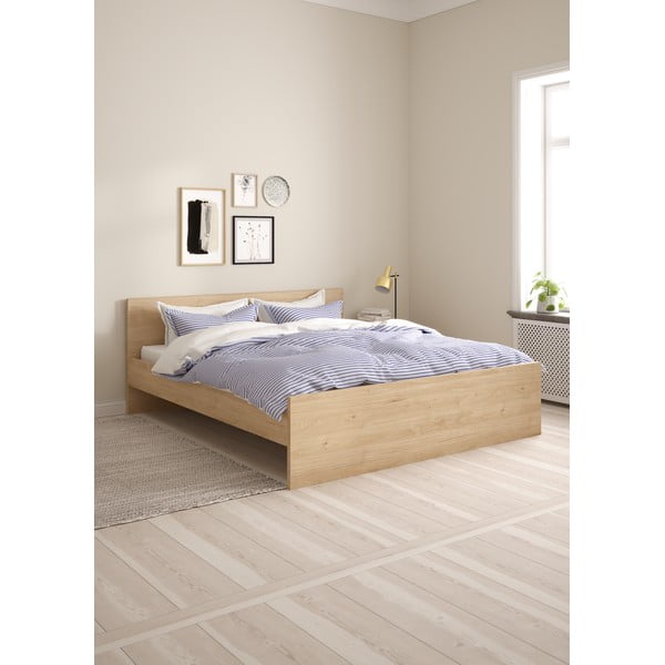 Łóżko dwuosobowe w dekorze dębu bez stelaża 180x200 cm w naturalnym kolorze Naia – Tvilum-image-1
