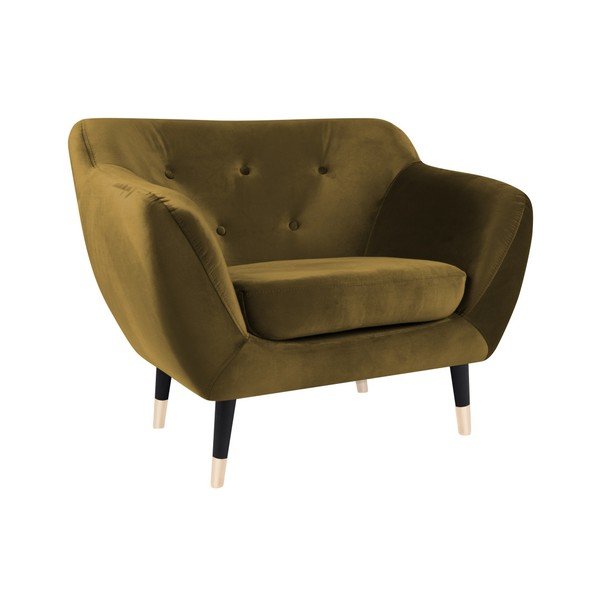 Musztardowy fotel z czarnymi nogami Mazzini Sofas Amelie-image-2