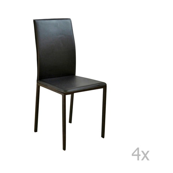 Zestaw 4 czarnych krzeseł s potahem ze skóry ekologicznej Evergreen House Villy