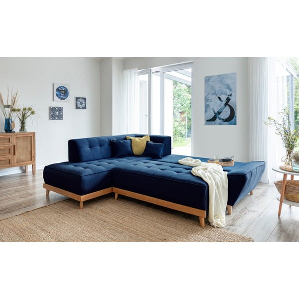 Granatowy rozkładany narożnik Miuform Dazzling Daisy L, lewostronny-image-4